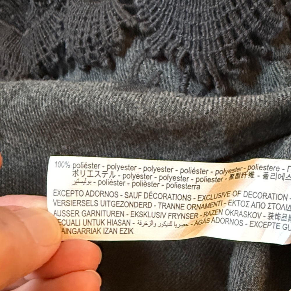Zara Charcoal Long Sleeve Dress with Lace Hem - Picture 4 of 4